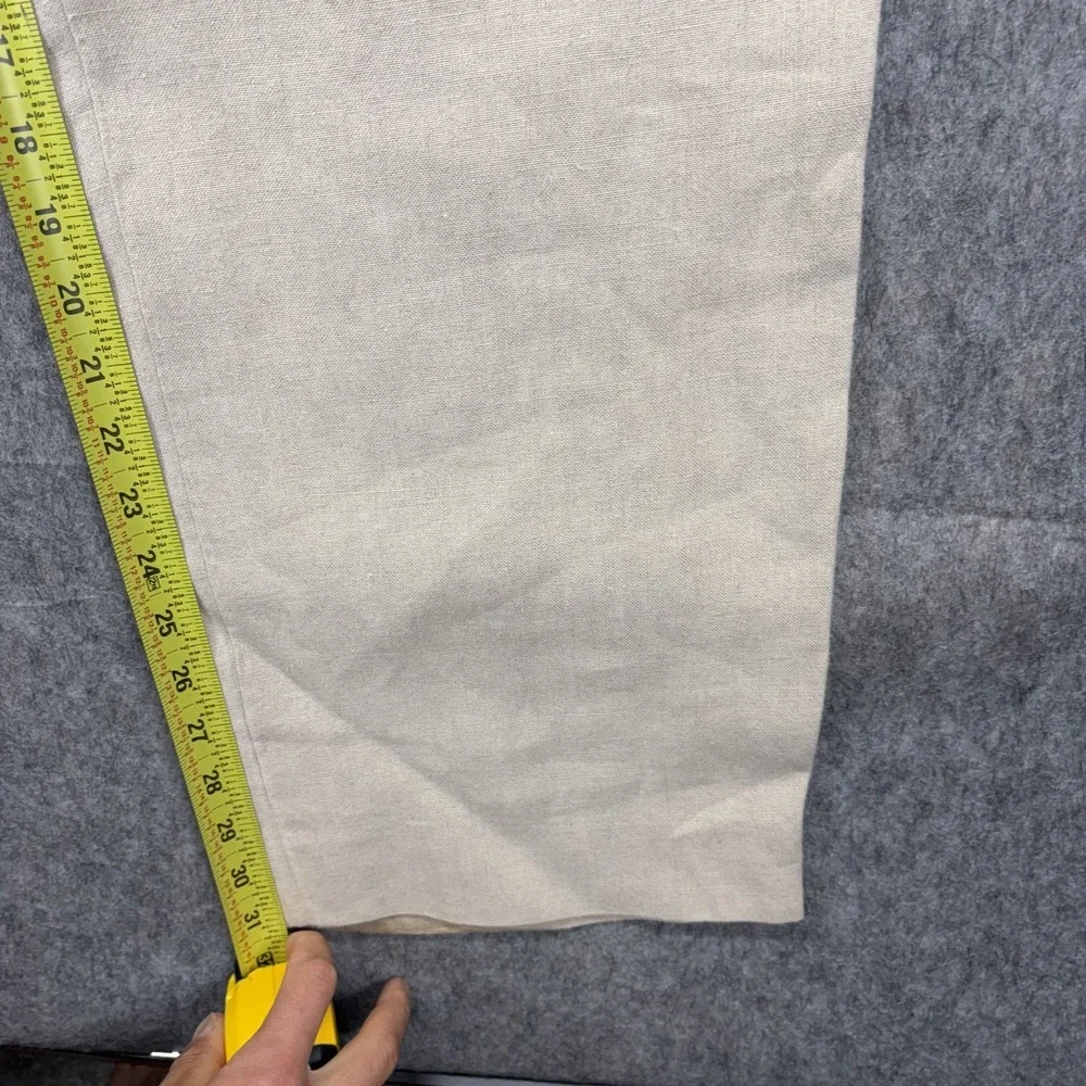 Banana Republic Dawson 100% Linen Chino Pants 33x32 Tan Lightweight Summer Flowy
